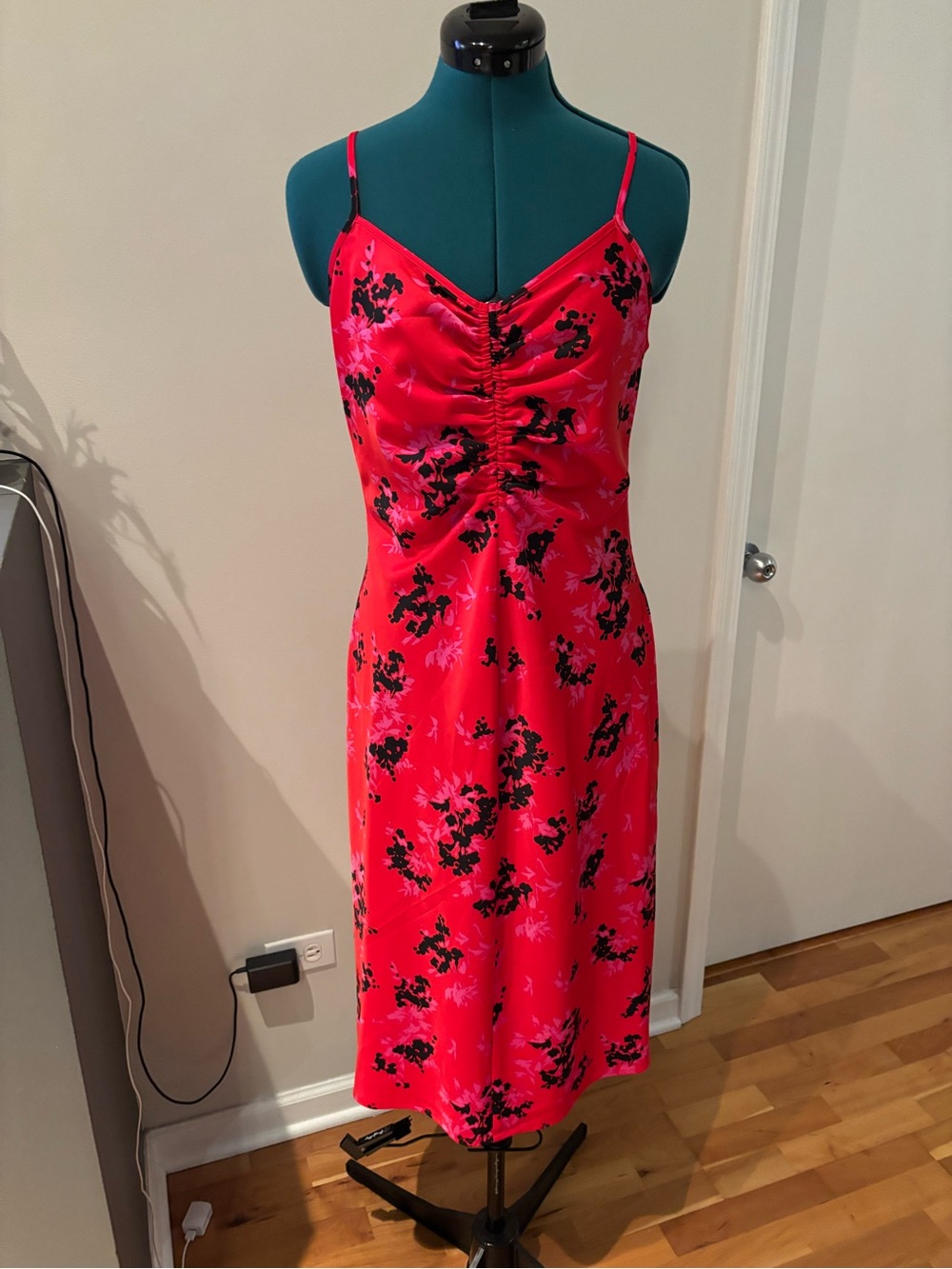 A New Day Target Red Floral Slip Dress with Black Accent, small